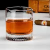 Creative artificial grooved blow-molded engraved round cigar cups, crystal glass whisky cups, bar spirits beer cups details Picture